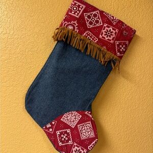 Western Christmas Stocking Cowboy Holiday Decor Gift